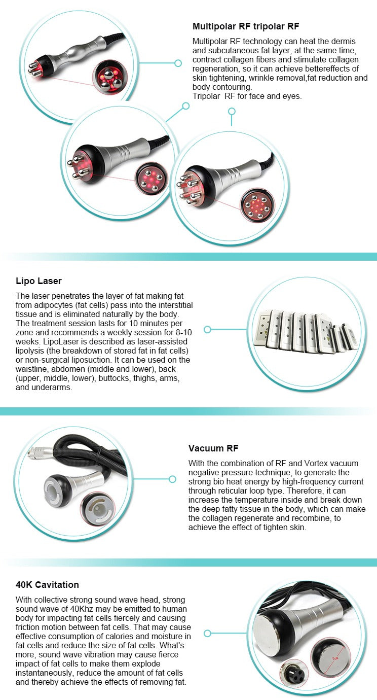 Ultrasonic Cavitation RF Lipo Slimming Machine (6 in 1)
