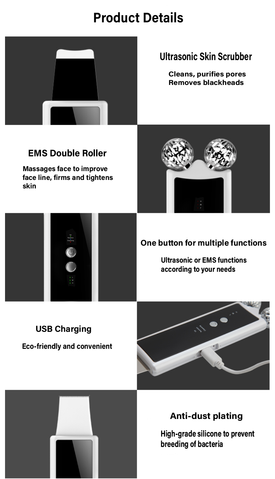 Ultrasonic Pore Cleanser EMS Roller Massage Skin Tightener